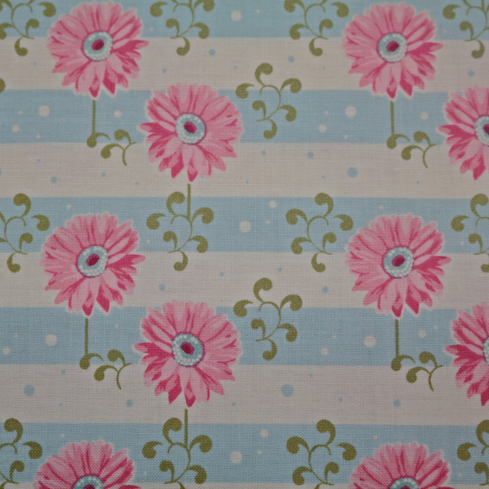 Baumwollstoff / Druckstoff Tilda Gerbera Pink Spring Diaries